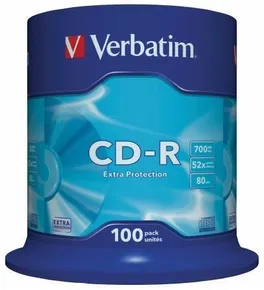 CD-R 700MB, 80 Min., 52x, DL Extra Protection, Verbatim, 100-Kuchen